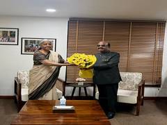 
      
      Bengal Governor CV Ananda Bose meets FM Nirmala Sitharaman
      
      