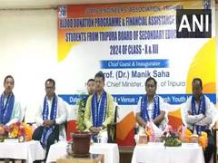 
      
      Tripura CM attends blood donation camp
      
      