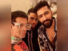 
      
      Karan Johar drops selfie with Vicky Kaushal, Karan Aujla
      
      