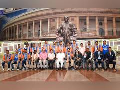 
      
      Union Minister Virendra Kumar felicitates India Deaf Cricket team
      
      