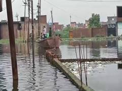
      
      severe waterlogging  has led to people to commute using boats 
      
      