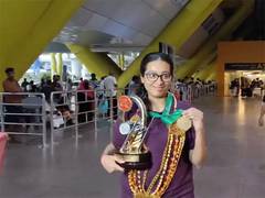 
      
      India cueist Anupama arrives in Chennai after gold medal triumph 
      
      