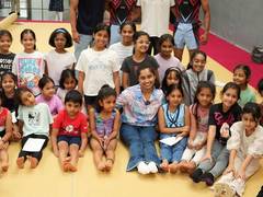 
      
      Dipa Karmakar meets athletes at gymnastics training facility
      
      