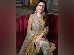 
      
      Nita Ambani exudes elegance in golden embroidered suit
      
      