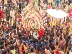
      
      Odisha Bahuda Yatra: Lord Jagannath, siblings placed on chariots
      
      
