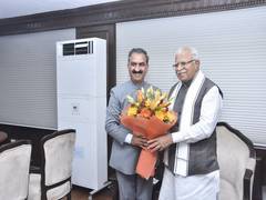 
      
      CM Sukhu meets Union Minister Manohar Lal 
      
      