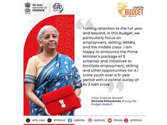 
      
      Budget for jobs, MSME, agriculture sector and startups
      
      