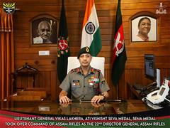 
      
      Lieutenant Gen Vikas Lakhera assumes command of Assam Rifles DG
      
      