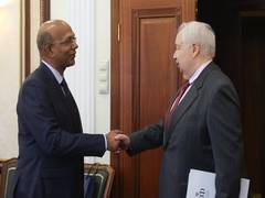 
      
      Russian Foreign Committee member holds talks with Indian Envoy
      
      
