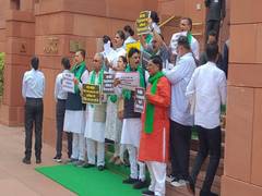 
      
      RJD MPs protest outside Parliament
      
      
