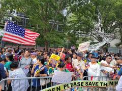 
      
      Protesters rally outside UN over violence against minorities
      
      