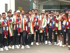 
      
      Indian Hockey Team arrive at Delhi Airport on Saturday
      
      