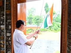 
      
      Uttarakhand CM Dhami hoists tricolour at his residence
      
      