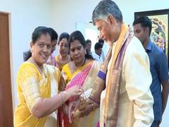 
      
      Andhra CM Naidu celebrates Rakhi with women leaders, Brahmakumris
      
      