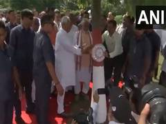 
      
      Bihar CM Nitish Kumar celebrates Raksha Bandhan by tying Rakhi on
      
      