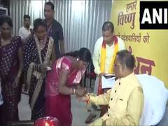 
      
      Chhattisgarh CM Vishnu Deo Sai celebrates Raksha Bandhan
      
      