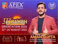 
      
      Apex University Jaipur Welcomes Aman Gupta for Orientation
      
      