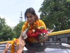 
      
      Manu Bhaker receives warm welcome at her grandparents' home
      
      