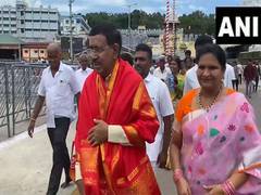 
      
      Andhra Minister Narayana offers prayers at Lord Balaji Temple
      
      