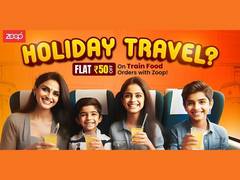 
      
      Travel Deal: Flat Rs 50 Off on Train Food Order with Zoop!
      
      