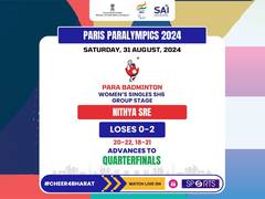 
      
      Paris Paralympics: Nithya Sre in QFs of para-badminton
      
      