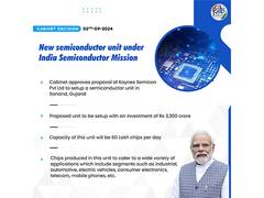 
      
      Cabinet approves one more semiconductor unit in Gujarat
      
      