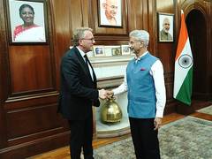 
      
      EAM Jaishankar meets Minister for Financial Affairs of Denmark
      
      
