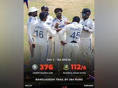 
      
       Indian bowlers restrict Bangladesh to 112/8 at Tea
      
      