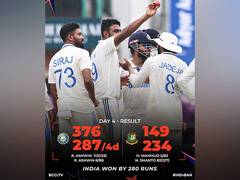 
      
      Ashwin, Jadeja help India to a 280-run victory over Bangladesh
      
      