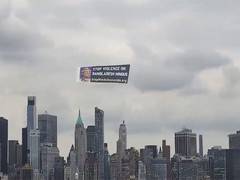 
      
      Banner over Hudson River calls to stop hindu genocide
      
      
