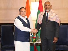 
      
      BJP President JP Nadda meets Maldives President Mohamed Muizzu
      
      