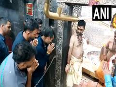 
      
      Indian cricketers offer prayers at Mahakaleshwar temple in Ujjain
      
      