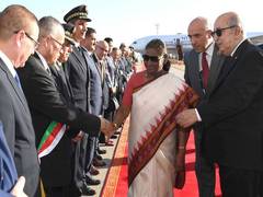 
      
      President Murmu arrives in Algiers
      
      