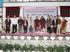 
      
      Union Minister Jual Oram reviews schemes in Nagaland's Zunheboto
      
      