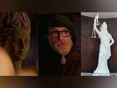 
      
      Lady Justice sheds blindfold
      
      