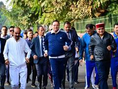
      
      CM Pushkar Singh Shami participates in 'Run for Unity'
      
      