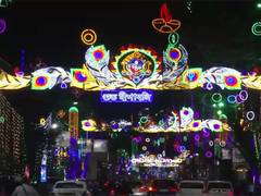 
      
      Kolkata lit up with colourful lights for Diwali, Kali Puja 
      
      