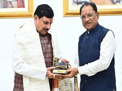 
      
      Chhattisgarh CM Sai welcomes MP CM Mohan Yadav at his residence
      
      