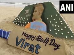
      
      Sand artist Sudarsan Pattnaik celebrates Virat Kohli's birthday
      
      