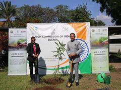 
      
      MoS External Affairs plants mango saplings at India's HC in Lusak
      
      