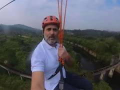 
      
      Rahul Gandhi does Kerala's longest zipline in Wayanad
      
      