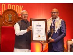 
      
      Mangubhai C. Patel bestowed the World Book of Records
      
      
