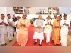 
      
      PM gets welcome from ISKCON volunteers in Maharashtra's Panvel 
      
      