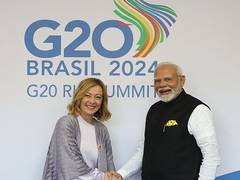 
      
      PM Modi meets Italian PM Meloni, holds bilateral talks
      
      