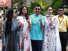 
      
      Shraddha Kapoor, aunt Padmini Kolahpure arrive at polling booth 
      
      