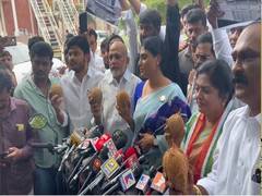 
      
      YS Sharmila stages protest demanding steel factory in Kadapa
      
      
