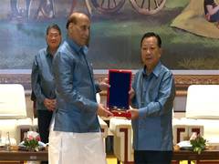 
      
      Rajnath Singh exchanges gifts at ADMM-Plus
      
      