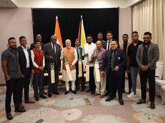 
      
      West Indies cricket legends interact with PM Modi in Guyana
      
      