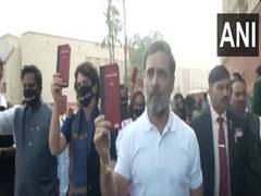 
      
      Opposition MPs including LoP Rahul Gandhi hold protest over Adani
      
      