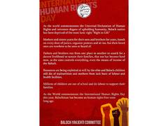 
      
      Rights group highlights persecution of Baloch residents
      
      